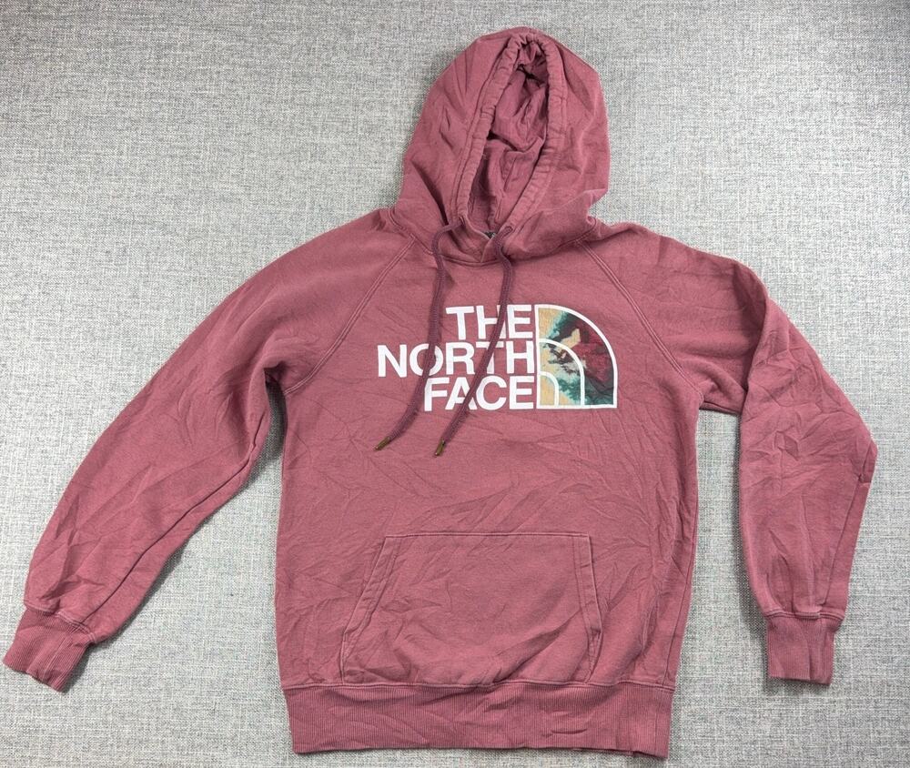 The North Face Women XS Hoodie Dusty Rose Floral Logo Pullover Sweatshirt
